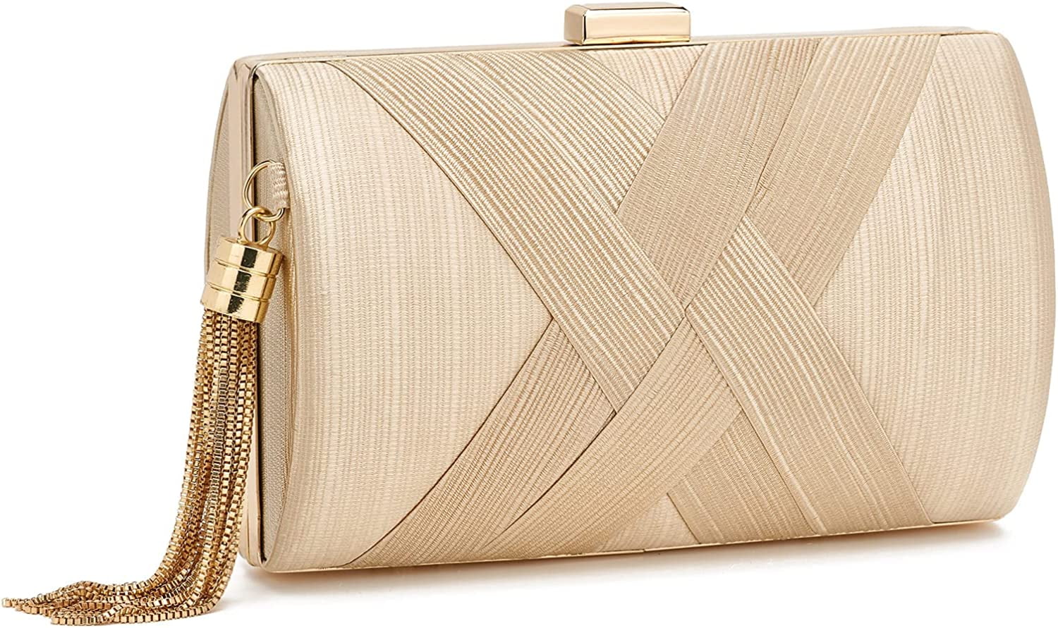 YYW Clutch Purse Women Evening Handbag Top Handle Purse Crossbody Shoulder Bag For Wedding Party Prom (Apricot)