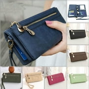 Women Clutch Leather Wallet Long Card Case Holder Phone Bag Zipper Purse