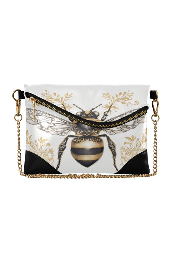 Women Clutch Purse Elegant Crossbody Shoulder Bag with Wristlet & Crossbody Strap Bee with Ornate Patterns