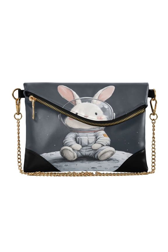 Women Clutch Purse Elegant Crossbody Shoulder Bag with Wristlet & Crossbody Strap Rabbit in A Space