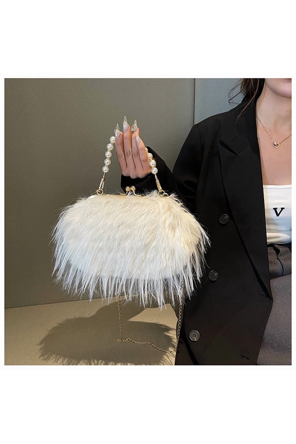 Women Clutch Purses,Fluffy Feather Evening Handbags for Wedding Party Banquet Prom Shoulder Crossbody Bag