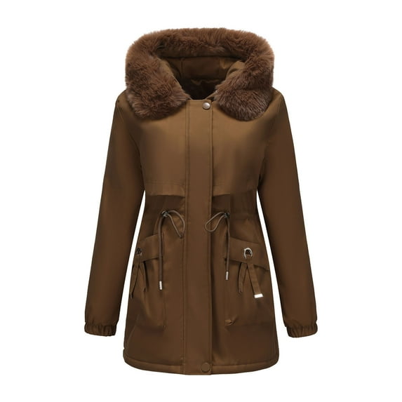Women Coat Fashion Solid Color Casual Zipper Winter Hooded Stand Sports Long Sleeve Parkas Women's Winter Coats Jackets for Women Trendy Cute Clothes for Women XL