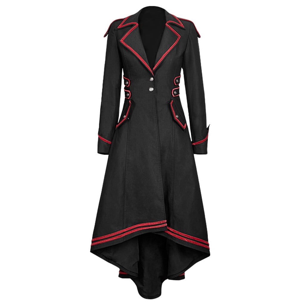 Women Coat Gothic Fashion Long Jacket Swallowtail Train Vintage Outfits ...