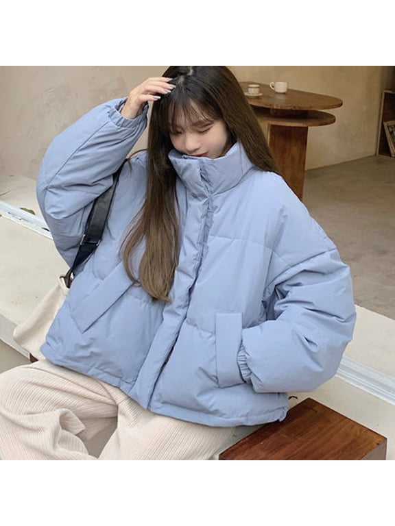 Women Coat & Jacket, Women's Fashion Loose Standing Neck Thickened Cotton Clip Warm Bread Coat Cotton Coat for Women Christmas Clearance