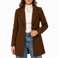 thumbnail image 1 of Women Coat Winter Casual Long Sleeve Solid Color Button Front Lapel Coat with Pockets Soft Loose Fit Cozy Outerwear for Office Wear, 1 of 6