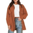 thumbnail image 1 of Women Coats Corduroy Shacket Oversized Long Sleeve Button Down Shirts Cardigan Jacket Coats Elegant Over Coats, 1 of 6