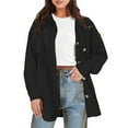 thumbnail image 1 of Women Coats Corduroy Shacket Oversized Long Sleeve Button Down Shirts Cardigan Jacket Coats Ladies Winter Clothes, 1 of 7