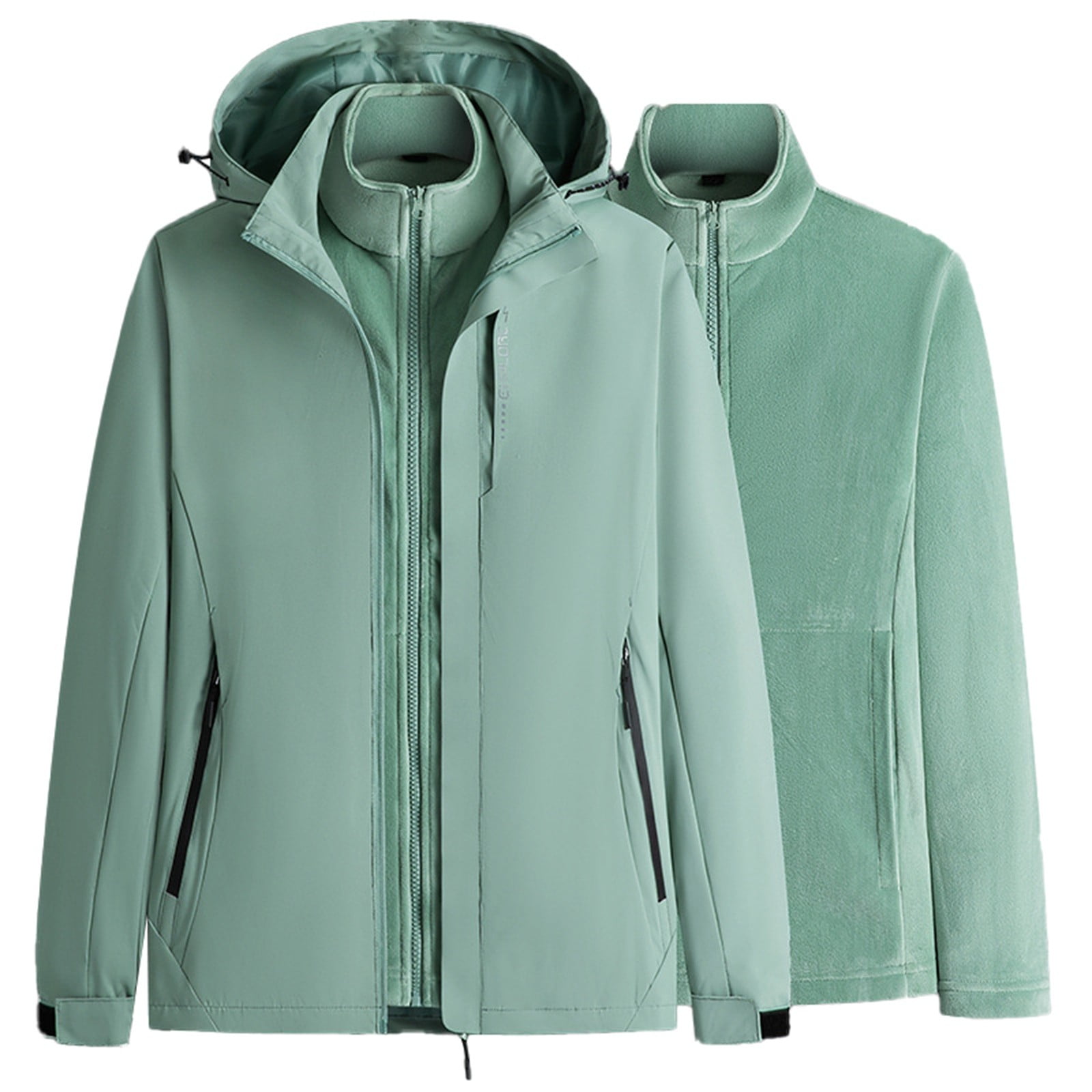 Women Coats Jacket Inner Two Piece Set Detachable Windproof