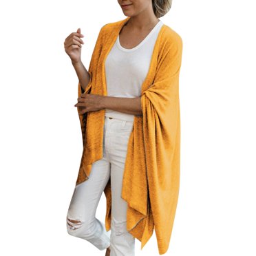 HGps8w Women's Elegant Knit Shawl Wrap - Cross Front Poncho Cape Cardigan For All Seasons