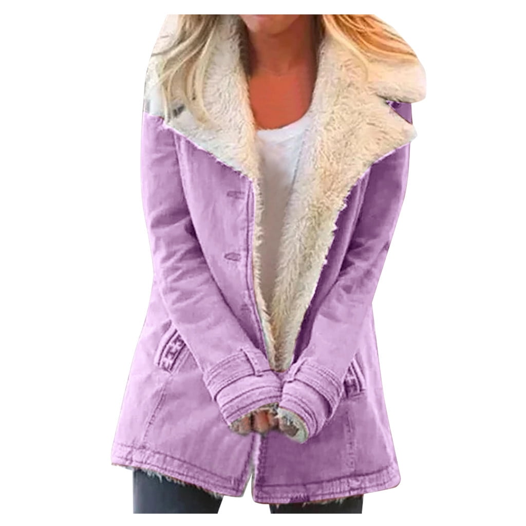 Women Coats Winter Warm Button Outwear Lapels Winter Composite Tall