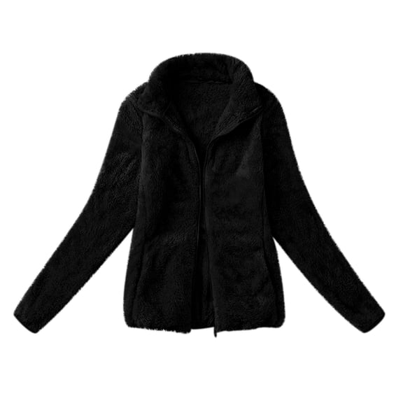 Women Coats and Jackets Clearance Fashion Womens Warm Faux Coat Jacket Winter Zipper Solid Casual Hooded Outerwear