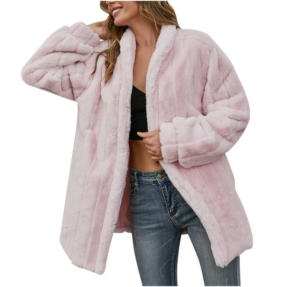 Women Coats and Jackets Clearance Women Winter Warm Faux Coat Warm Furry Faux Jacket Long Sleeve Outerwear