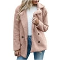 thumbnail image 1 of Women Coats and Jackets Clearance Womens Ladies Warm Jacket Winter Solid Turn Coat Down Collar Lambswoo Outerwear, 1 of 9