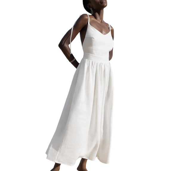 Women Cocktail Dresses Sweetheart Neck Long Dress Tie-up Tighten Waist Vacation Dresses Sleeveless Backless Casual Dresses Flowy Cami Dresses for Summer