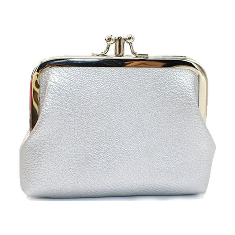 Coxeer Women Coin Purse Fashion Vintage Clasp Closure Coin Pouch Change Purse, Adult Unisex, Size: Small, Silver