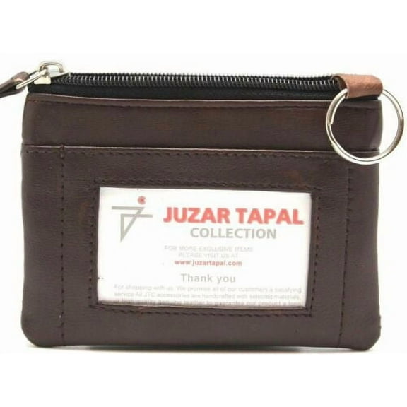 Juzar Tapal Collection Women’s Leather Coin Purse with ID Holder and Zipper Keychain Wallet
