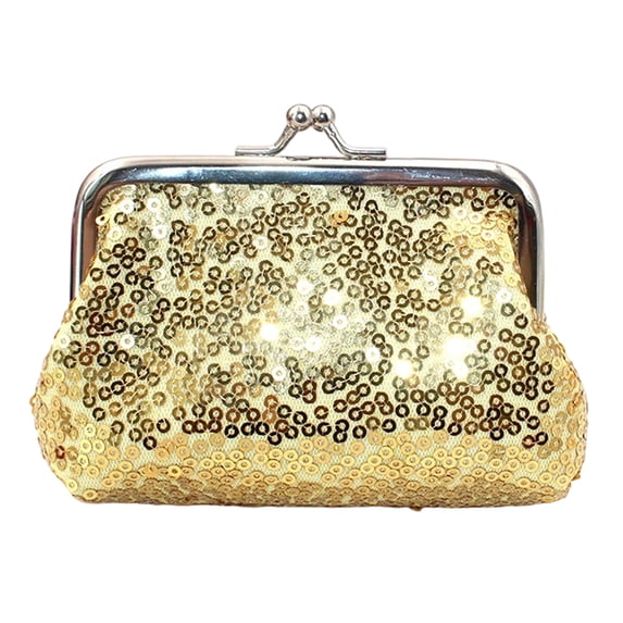Women Coin Purse,with Metal Hinge And Kiss-lock Design,Lightweight Portable Mini Wallet,with Sequined Glitter Vintage Pouch for Coins Cards Lipstick