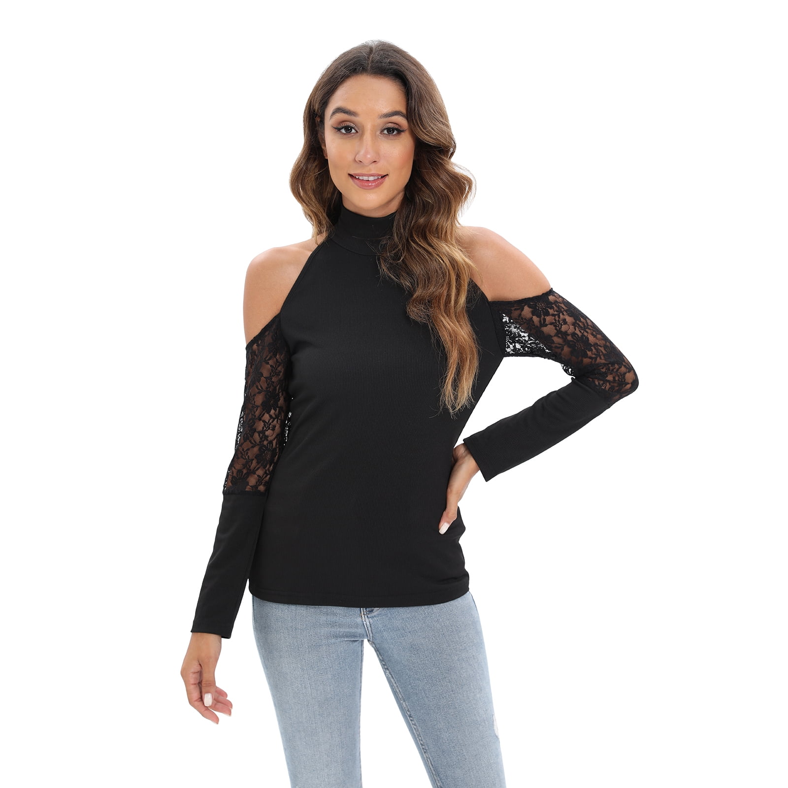 black cold shoulder tunic top
