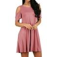 thumbnail image 1 of ZXSXSY Women Cold Shoulder Solid Color Party Dress with Pocket, 1 of 6