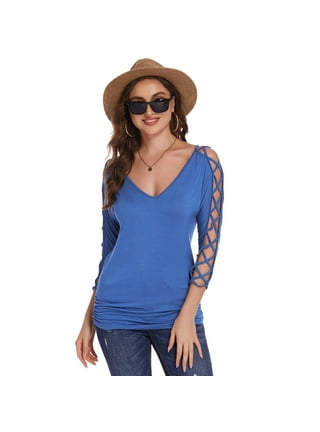 Cut Out Cold Shoulder T-Shirt Women Lacerated Sleeve Shirt Hollow