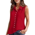 thumbnail image 1 of Women Collared Button down Blouse Sleeveless Cotton Linen Casual Loose Fit Tank Tops Dressy Business Casual Summer Shirts M, 1 of 8