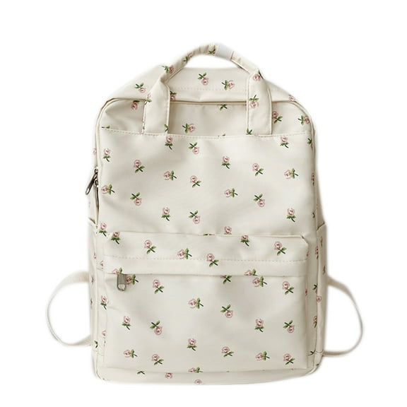 Women College Student Backpack Canvas Casual Floral Backpack Students Daily Bag