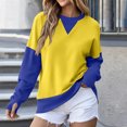 thumbnail image 1 of Women Color Block Pullover V Notch Crew Neck Sweatshirt Raglan Long Sleeve Sweatshirts Contrast Side Pocket 2XL, 1 of 6