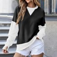 thumbnail image 1 of Women Color Block Pullover V Notch Crew Neck Sweatshirt Raglan Long Sleeve Sweatshirts Contrast Side Pocket 2XL, 1 of 6