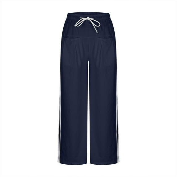 Women Color Block Sweatpants Straight Leg Casual Loose Baggy Lounge Pants Fall Drawstring Joggers with Pockets