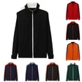 thumbnail image 1 of Women Color Block Track Jacket Zip-Up Collared Long Sleeve Coat Fall Casual Raglan Trendy Workout Outerwear S-4XL, 1 of 6