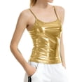 thumbnail image 1 of Women' Color Sexy Camisole Slim Fit Vest With Thin Shoulder Strap Top Gold L Gold L, 1 of 3