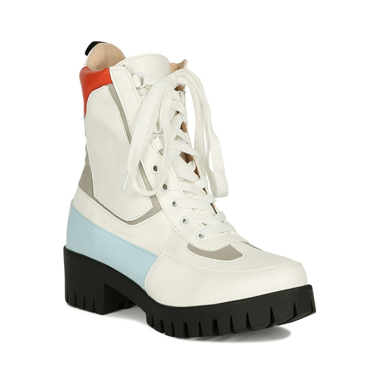 Color block combat boots hot sale