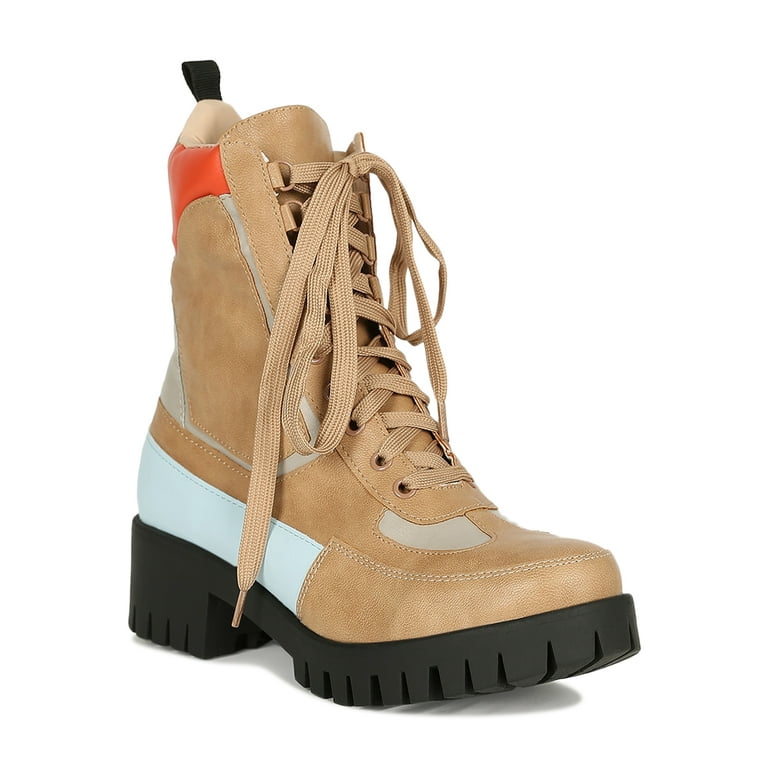 Color block online combat boots