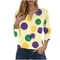 thumbnail image 1 of Women Colorblock Shirt 3/4 Length Sleeve Blouse Top Tunic Shirts Henley Neck Clothing Carnival, 1 of 5