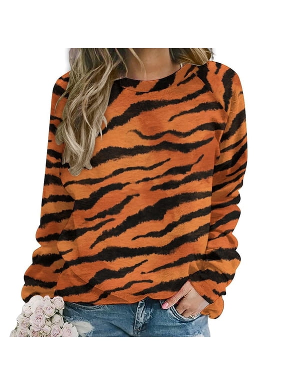 Women Colorful Animal Print Crewneck Sweatshirt, Leopard Tiger Giraffe Pattern Raglan Long Sleeve Pullover Top, Oversized Loose Fall Casual Sweatshirt for Ladies Streetwear