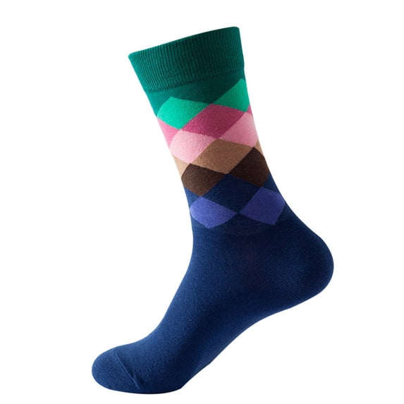 Women Colorful Argyle Diamond Pattern Crew Socks Rainbow Geometric Plaid Print Soft Breathable Elastic Casual Fashion Mid Calf Novelty Street Socks For Party Gifts