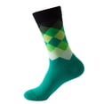 thumbnail image 1 of Women Colorful Argyle Diamond Pattern Crew Socks Rainbow Geometric Plaid Print Soft Breathable Elastic Casual Fashion Mid Calf Novelty Street Socks For Party Gifts, 1 of 2