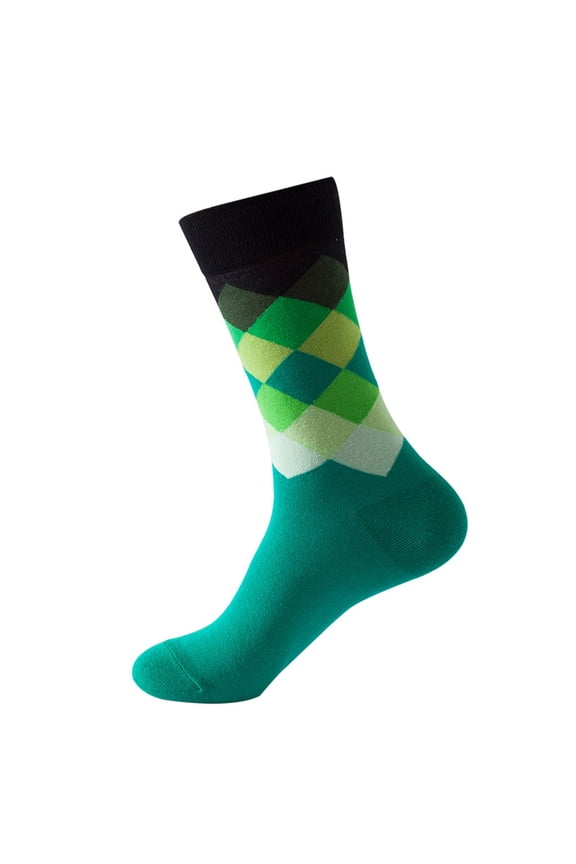 Women Colorful Argyle Diamond Pattern Crew Socks Rainbow Geometric Plaid Print Soft Breathable Elastic Casual Fashion Mid Calf Novelty Street Socks For Party Gifts