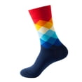 thumbnail image 1 of Women Colorful Argyle Diamond Pattern Crew Socks Rainbow Geometric Plaid Print Soft Breathable Elastic Casual Fashion Mid Calf Novelty Street Socks For Party Gifts, 1 of 2
