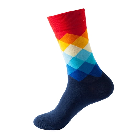 Women Colorful Argyle Diamond Pattern Crew Socks Rainbow Geometric Plaid Print Soft Breathable Elastic Casual Fashion Mid Calf Novelty Street Socks For Party Gifts