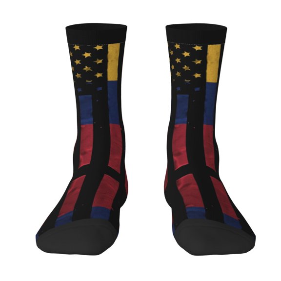 Women Colorful Crew Socks America Venezuelan Flag Novelty Fun Socks For Mens