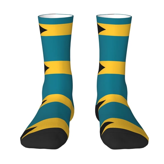 Women Colorful Crew Socks Flag Of The Bahamas Novelty Fun Socks For Mens
