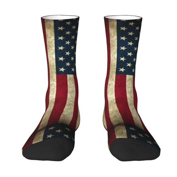 Women Colorful Crew Socks Retro Old America Flag Novelty Fun Socks For Mens