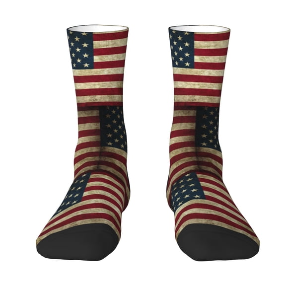 Women Colorful Crew Socks Retro Us America Flag Novelty Fun Socks For Mens