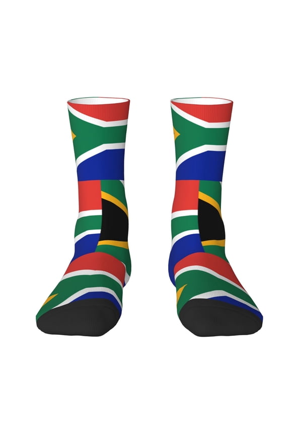 Women Colorful Crew Socks South African Flag Novelty Fun Socks For Mens