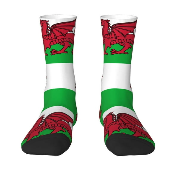 Women Colorful Crew Socks Welsh Flag Novelty Fun Socks For Mens
