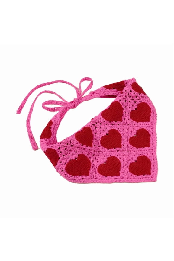Women Colorful Crochet Bandana Knit for Head Kerchief Cute Pattern Turban Tie Back Pastoral for Head Wrap Lovely Hair Ke