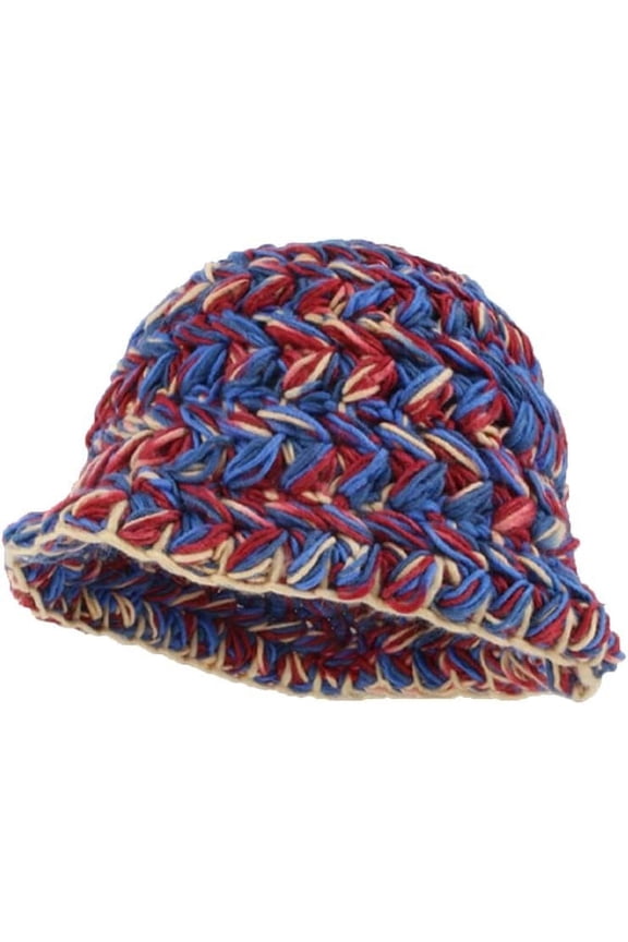 Women Colorful Knit Handmade Foldable Floppy Crochet Bucket Hat Chunky Beanie Cap
