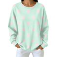 thumbnail image 1 of Women Colorful Polka Dot Crewneck Sweatshirt, Drop Shoulder Long Sleeve Loose Fit Casual Pullover Tops for Fall, 2XL, 1 of 3