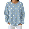 thumbnail image 1 of Women Colorful Polka Dot Crewneck Sweatshirt, Drop Shoulder Long Sleeve Loose Fit Casual Pullover Tops for Fall, XL, 1 of 3